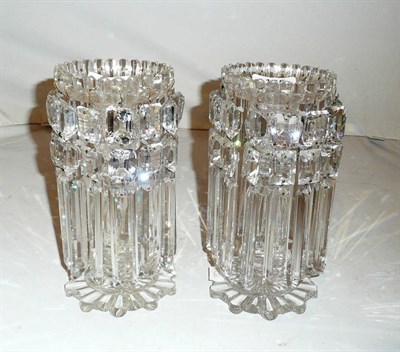 Lot 135 - A pair of 19th century cut glass drop lustres