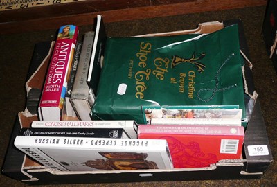 Lot 155 - Box of books including specialist silver books and a bag of racing books