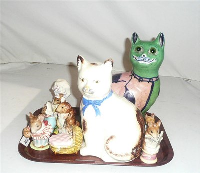 Lot 197 - Seven Beswick Beatrix Potter figures, a Staffordshire cat and another