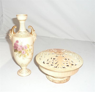 Lot 206 - A Royal Worcester twin-handled vase and a Locke & Co bowl and cover
