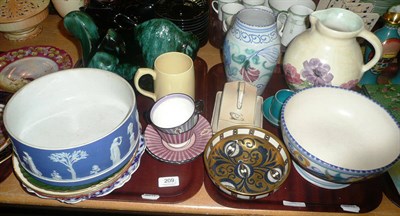 Lot 209 - Two trays of ceramics including Poole Pottery, Keith Murray mug, etc