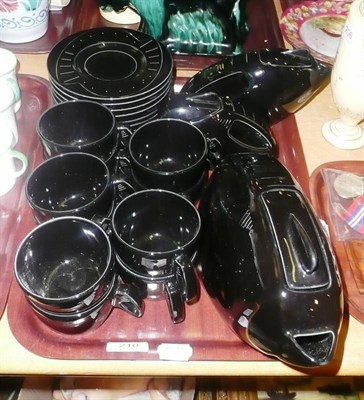 Lot 210 - A Giugiaro black glazed pottery tea service