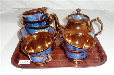 Lot 222 - Copper lustre tea service