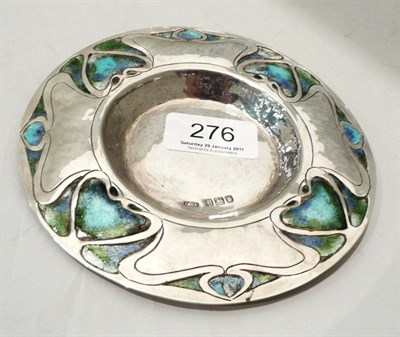 Lot 276 - An Art Nouveau silver dish with enamel decoration, Florence & Louisa Rimmington, London, 1903,...