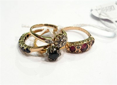 Lot 283 - Four gold stone set rings (4)