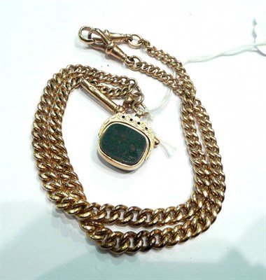 Lot 288 - A 9ct gold fob chain and bloodstone seal, 46gms gross