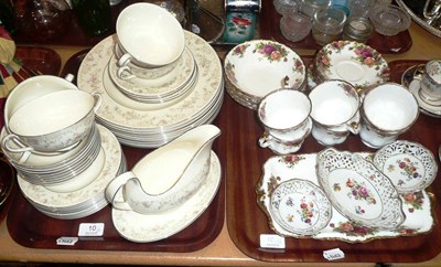 Lot 10 - A Royal Albert six setting Old Country Roses tea service, three Dresden pieces and a Doulton...