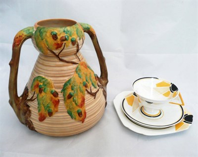 Lot 17 - A Carlton Ware vase and a Shelley cup, saucer and plate