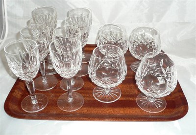 Lot 22 - A set of eight Waterford crystal wine glasses and four Waterford crystal brandy glasses