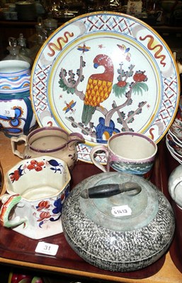 Lot 31 - A large porcelain model of a Arab, two Sunderland lustre items, curling stone, sugar jar,...