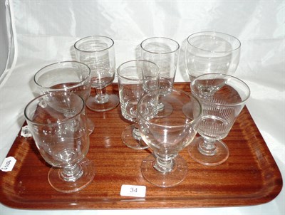 Lot 34 - A collection of eight 19th century clear wine and drinking glasses