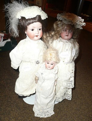 Lot 43 - Heubach Kopplesdorf 302.3 bisque socket head doll, with sleeping brown eyes, later wig, on a...