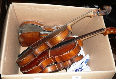 Lot 48 - Four distressed violins