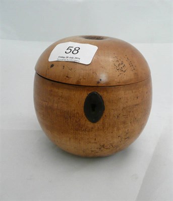Lot 58 - A 19th century fruitwood apple shape tea caddy (a.f.)