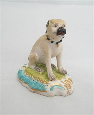 Lot 61 - A Derby porcelain pug dog