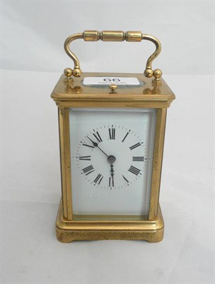 Lot 66 - A 19th century two train alarm carriage clock
