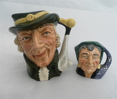 Lot 71 - Two Royal Doulton small character jugs - 'Regency Beau' D6562 and 'The Fortune Teller' D6523