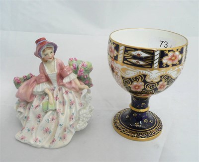 Lot 73 - A Royal Crown Derby Witches Japan pattern goblet and a Royal Doulton figure - Lydia HN1906