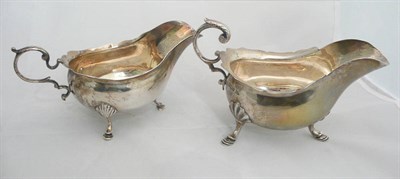 Lot 75 - Two silver sauce boats, 10oz