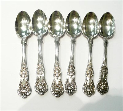 Lot 111 - A set of six silver Kings pattern teaspoons, 7.3 oz