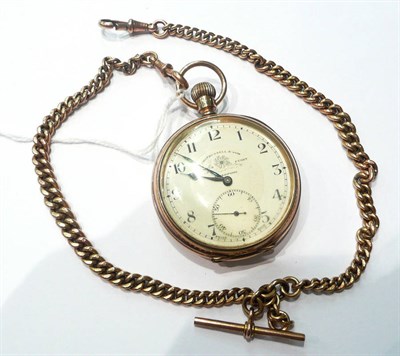 Lot 116 - A 9ct gold pocket watch and a 9ct gold double Albert, 1.2oz