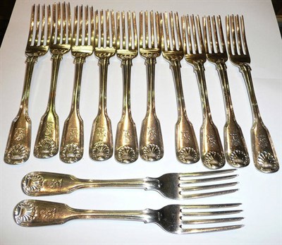 Lot 135 - Twelve silver table forks, 19oz