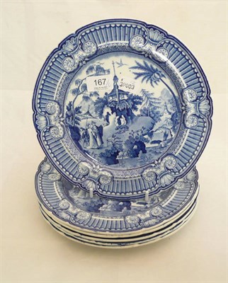 Lot 167 - Six blue and white plates