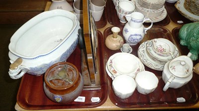 Lot 184 - Two trays including Royal Crown Derby, posies, teawares, Royal Worcester, blush ivory vase, tobacco