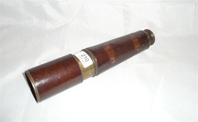 Lot 210 - A signalers brass three draw telescope by W. Ottway & Co, Ealing with stitched leather sleeve