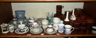 Lot 235 - A shelf of decorative ceramics and teawares including Hornsea Pottery