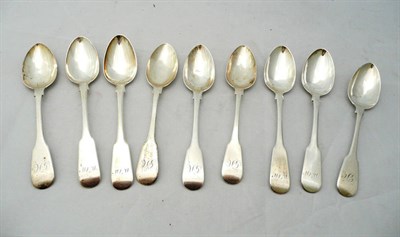 Lot 267 - Nine assorted silver teaspoons, 5oz
