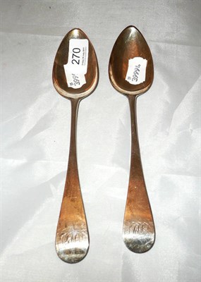 Lot 270 - A pair of Georgian silver tablespoons, 4.3oz