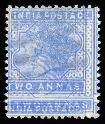 Lot 125 - India. 1882 - 1890 2a blue, unused with double impression. BPA cert no 16070