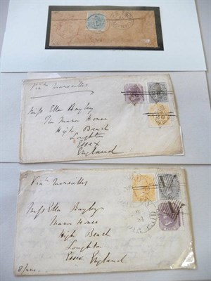 Lot 133 - India. May 1864 cover from Matheran to Essex, franked by 1856-1864 2a yellow and 4a grey-black...