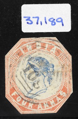 Lot 143 - Malaysia - Straits Settlements. India Used In. 1854 India 4a blue and red with Head Die III....