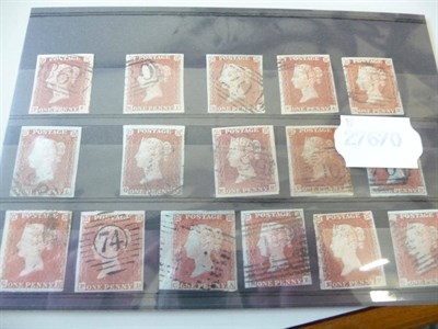 Lot 198 - Great Britain. A small selection of sixteen 1841 1d reds. All with four margins and cancelled...