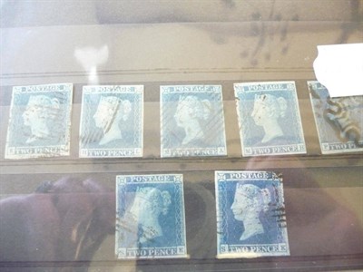 Lot 200 - Great Britain. A group of seven 1841 2d blues E-I, H-L, M-A, M-H, P-F, S-E and S-K, all used...
