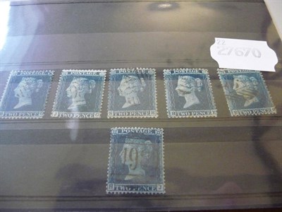 Lot 203 - Great Britain. Five 1855 - 1857 2d blues Wmk large crown, perf 14 used. Also 1858 2d blue Wmk large