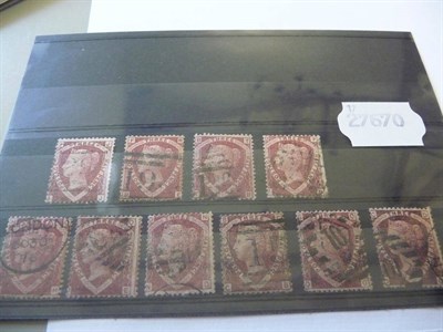 Lot 205 - Great Britain. A group of four 1870 1 1/2d reds, plate 1 used. Also a group of six plate 3, all...