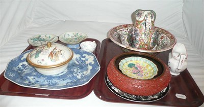 Lot 1 - Two trays of Oriental and other ceramics etc