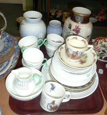Lot 26 - A tray of ceramics including a Doulton vase, two Royal Copenhagen vases, a Wedgwood Art Deco...