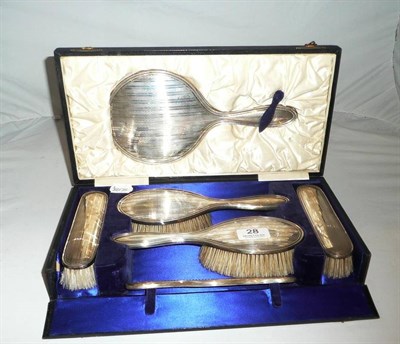 Lot 28 - A silver-backed dressing table set