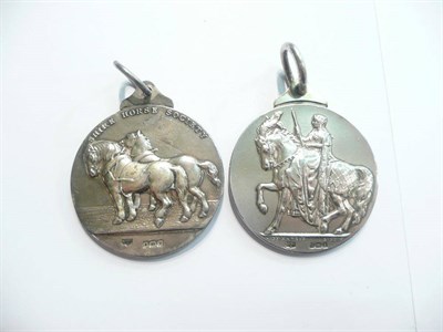 Lot 70 - Two 1920's Shire Horse Society medallions in fitted cases