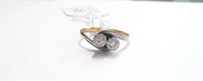 Lot 85 - 18ct gold two stone diamond ring