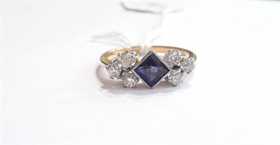 Lot 91 - 18ct gold diamond and sapphire ring