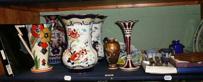 Lot 116 - A quantity of china including a pair of Losol ware vases, Wedgwood, Maling, silver teaspoons,...