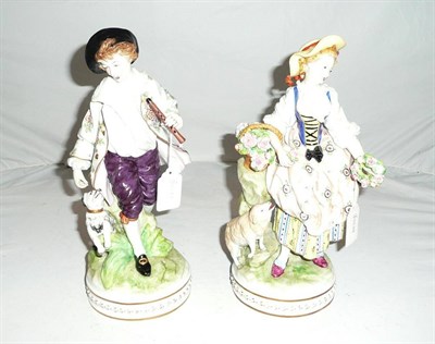 Lot 136 - A pair of Sitzendorf figures, Shepherd and Shepherdess (2)