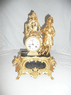 Lot 162 - A gilt metal striking mantel clock