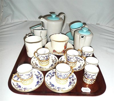Lot 168 - Poole coffee set with jug, sugar and milk, Staffordshire coffee set, commemorative mug and cup...