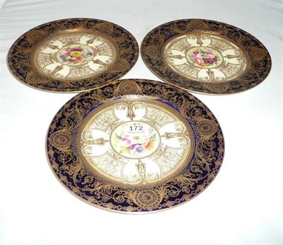 Lot 172 - Three Worcester plates decorated by Phillips, signed